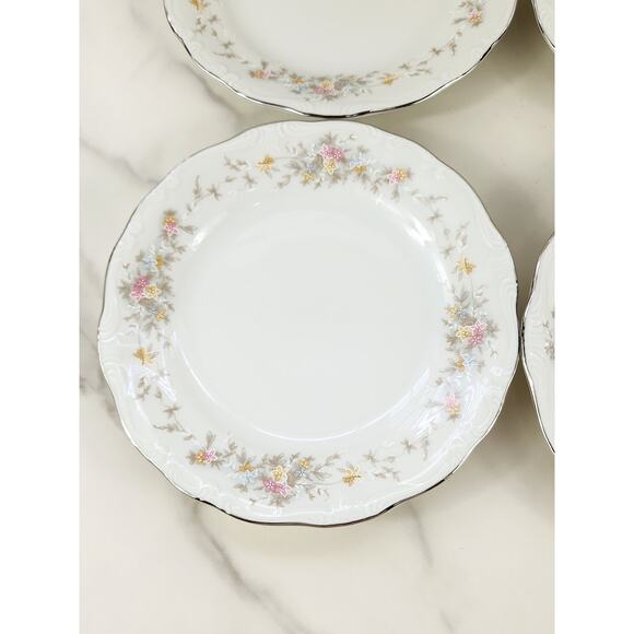 Johann Haviland Floral Splendor Bread Plate 6 1/4" Silver Trim 80s Germany x4 - Picture 3 of 15